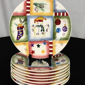Pfaltzgraff -set of 8-Holiday Magic -hand painted dinner plates
