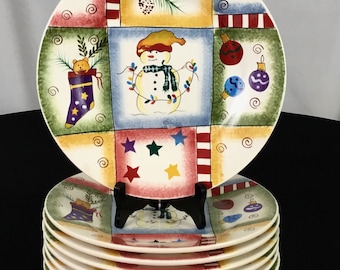 Pfaltzgraff -set of 8-Holiday Magic -hand painted dinner plates
