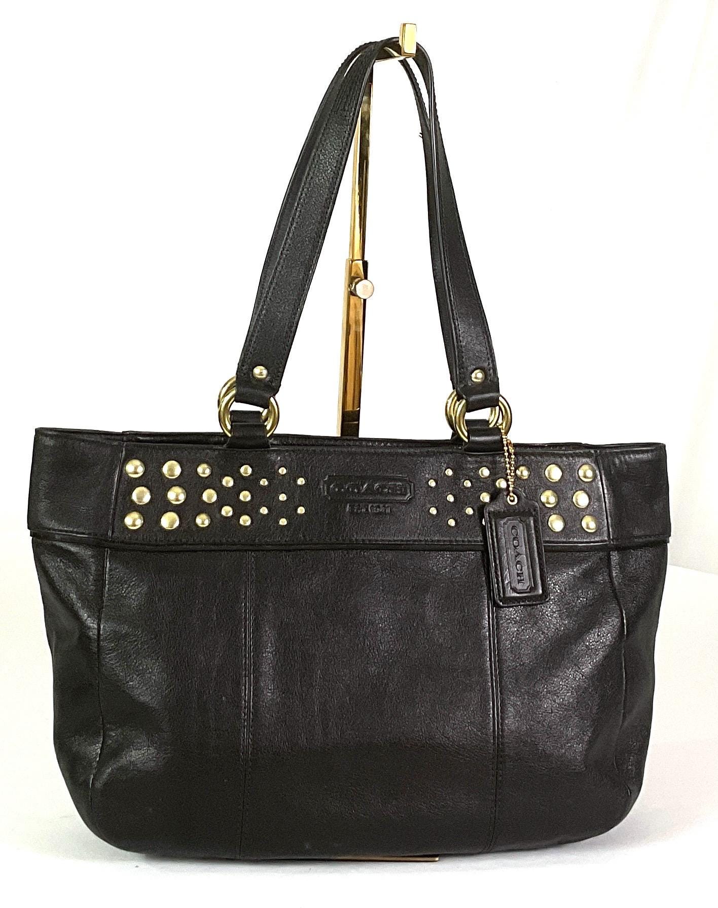 Coach-f15235-black Studded Leather Top Handle/shoulder Bag-like