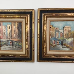 Mediterranean street scenes -oil on board
