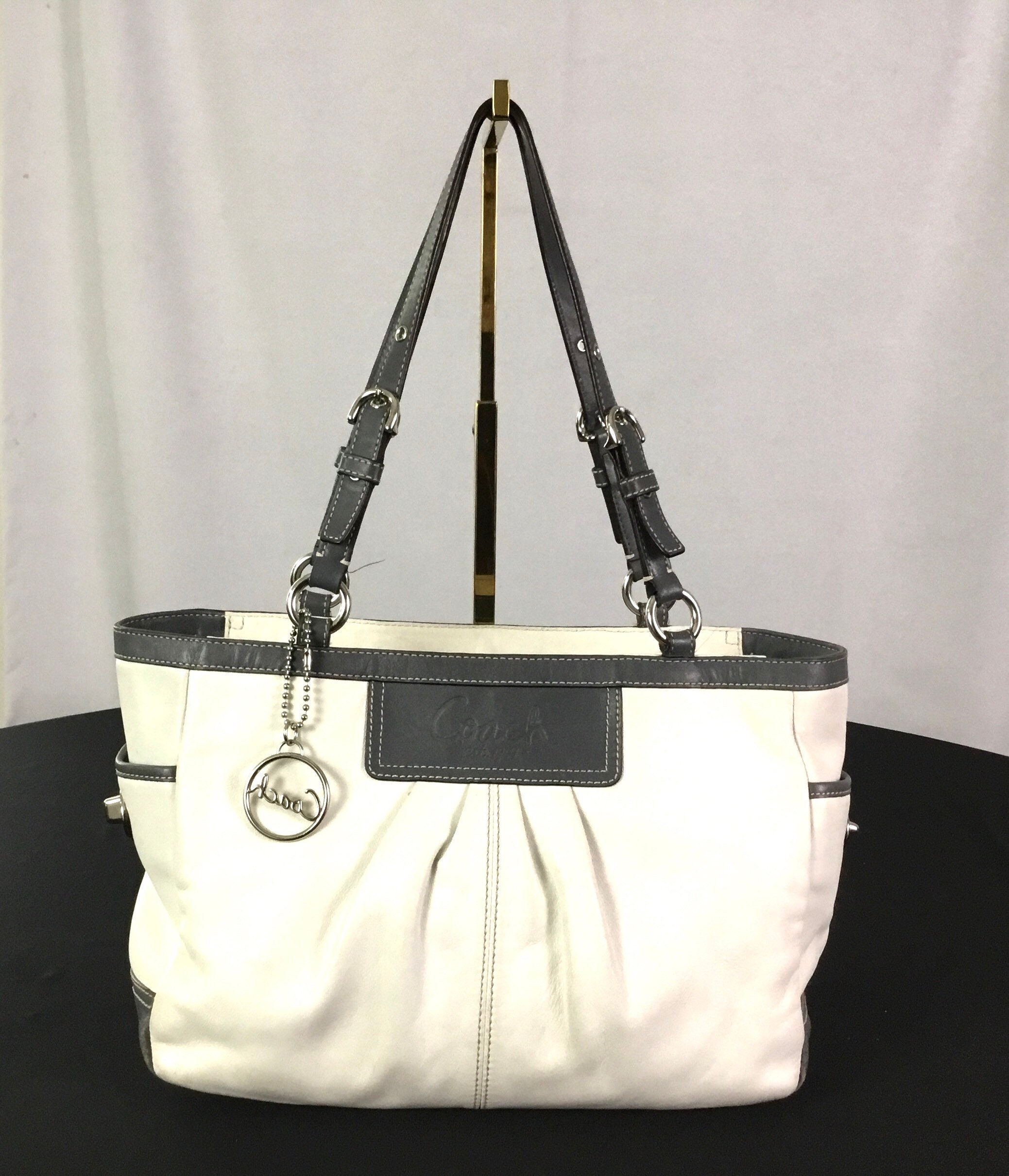 Grey and white purse cheap