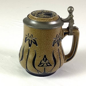 German- stoneware and pewter beer mug