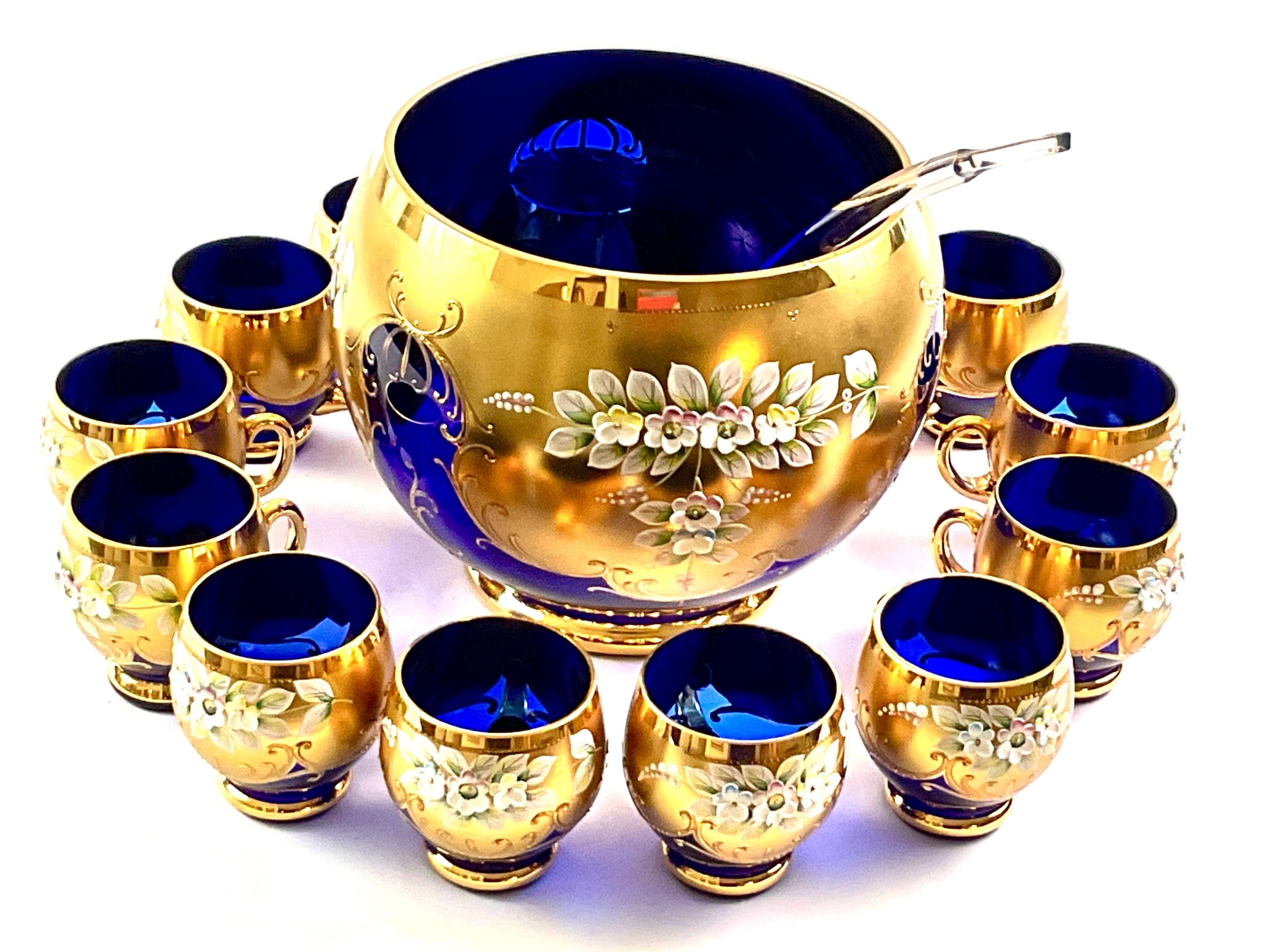 Cobalt Blue Punch Bowl Set - Etsy