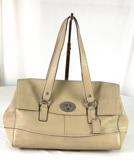 Coach F18091 taupe pebbled leather shoulder bag Gem
