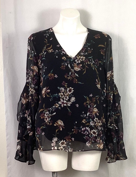 IZ  Byer -sheer chiffon flower blouse -XL
