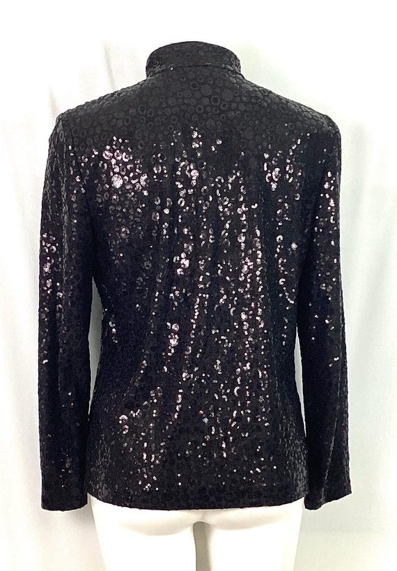 Alex evenings-black poly silk sequin jacket-size M - image 6