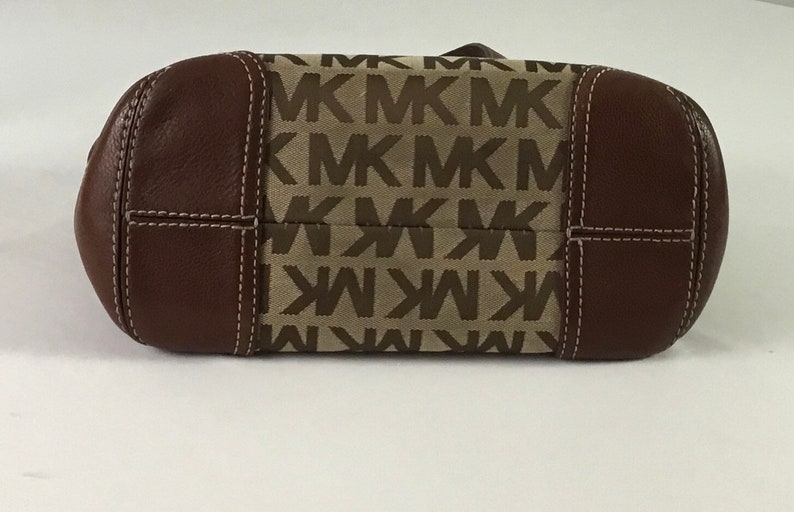 Michael Kors-signature MK Logo-jacquard Weave and Leather Bag - Etsy