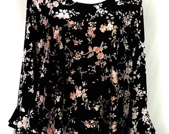 Karl Lagerfeld-liquid knit floral blouse-size 2X