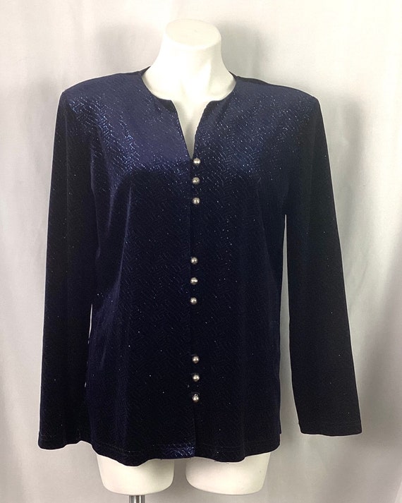 Vintage -R and K originals -navy glitter jacket-s… - image 1