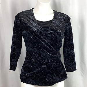 Notations -petite L- velvet ruched glitter  top -