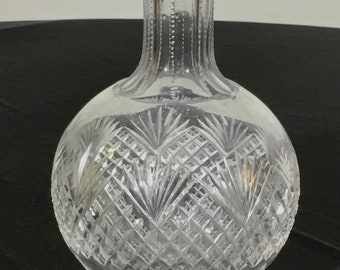 Strawberry diamond and fan -cut glass carafe