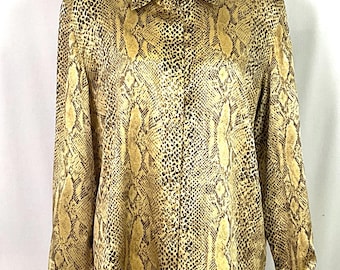 Neiman Marcus-100% silk, animal print, tailored blouse-size L