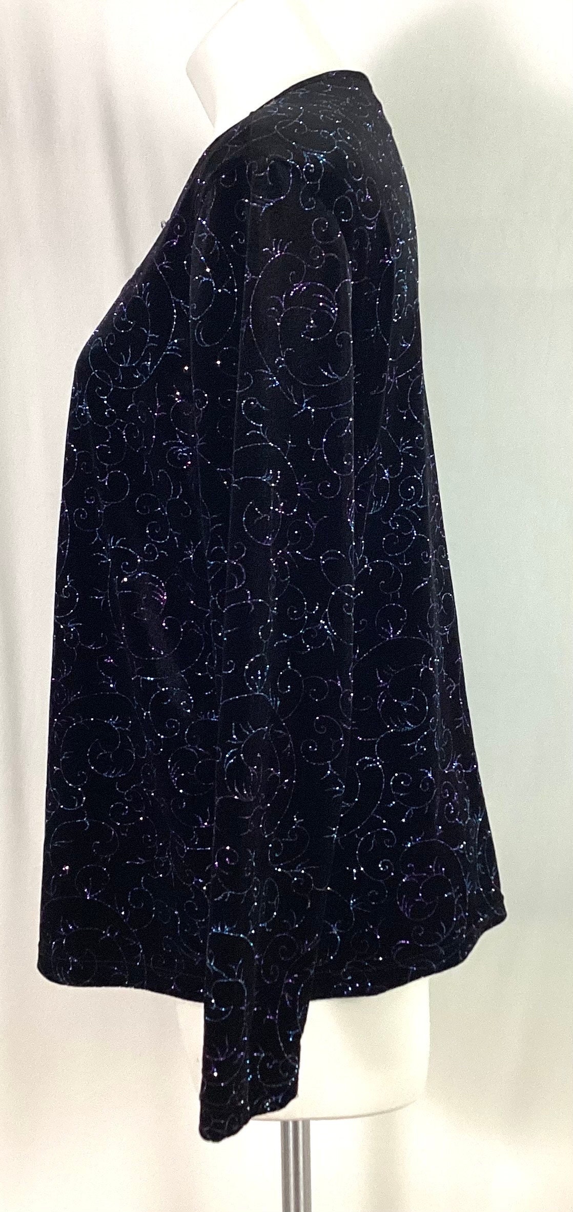 Chemisier Femme Elementz En Velours Noir Avec Embellissements Pierre D'onyx - Taille L, Neuf Avec étiquettes