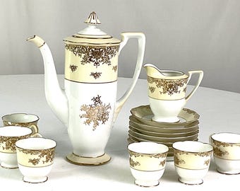 Antique Nippon Noritake Chocolate Pot: Hand Painted China - Etsy