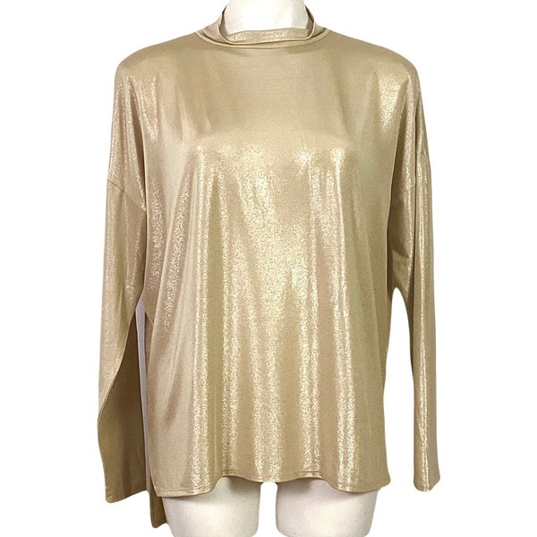 NWT- Halston gold glitter liquid knit top