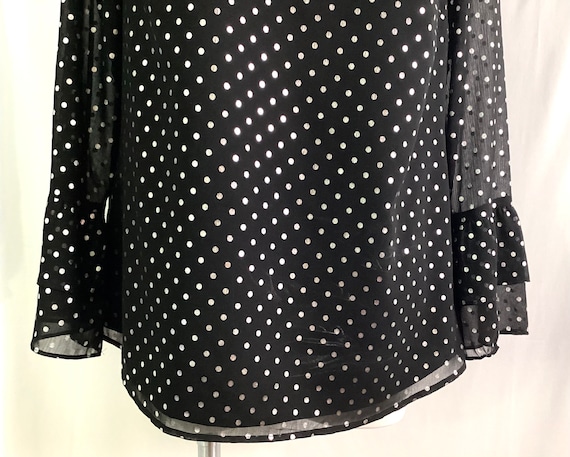 Talbots ,Henley collar- polka dot blouse-size -L - image 4