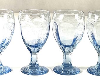 Libbey-“ COASTAL WAVE”-ocean blue water/wine goblets – set of four
