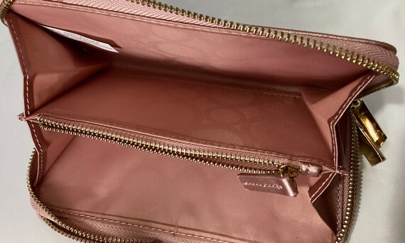 NEW Double Zip joy Mangano for Joy saffaino Leather Clutch Wallet
