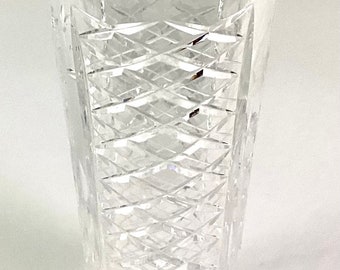 large 1980s contemporary cut glass vase