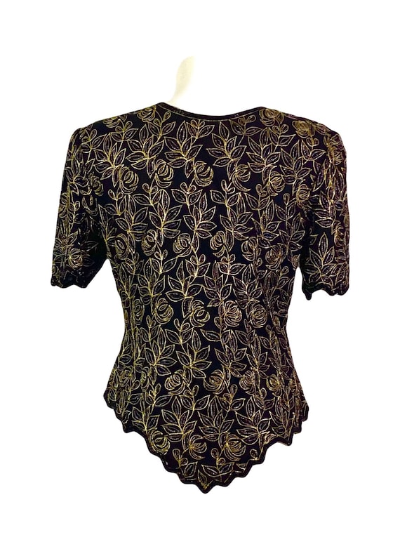 Vintage Laurence Kazar fitted beaded silk top