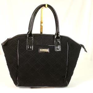 NWOT-Vera Bradley, black quilted, black patent leather – top handle bag