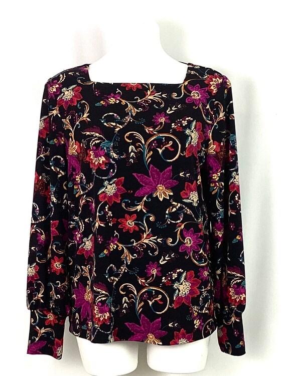 Elie Tahari -poly spandex silky knit blouse-size L