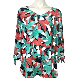 NWT-Talbots tropical print silky blouse-size 1X