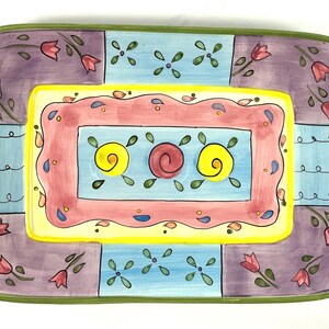 Sue Zipkin collection- handpainted floral tray-14” by 10”-like new