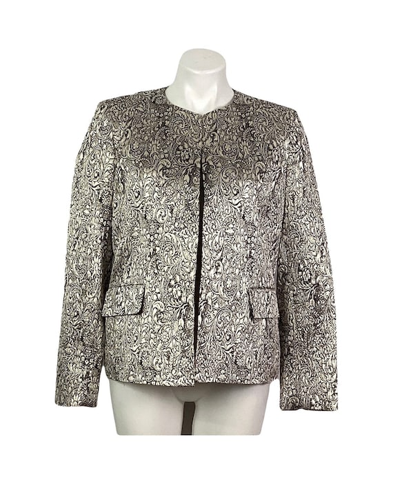 NWOT-Kasper-silver glitter brocade dress jacket -s