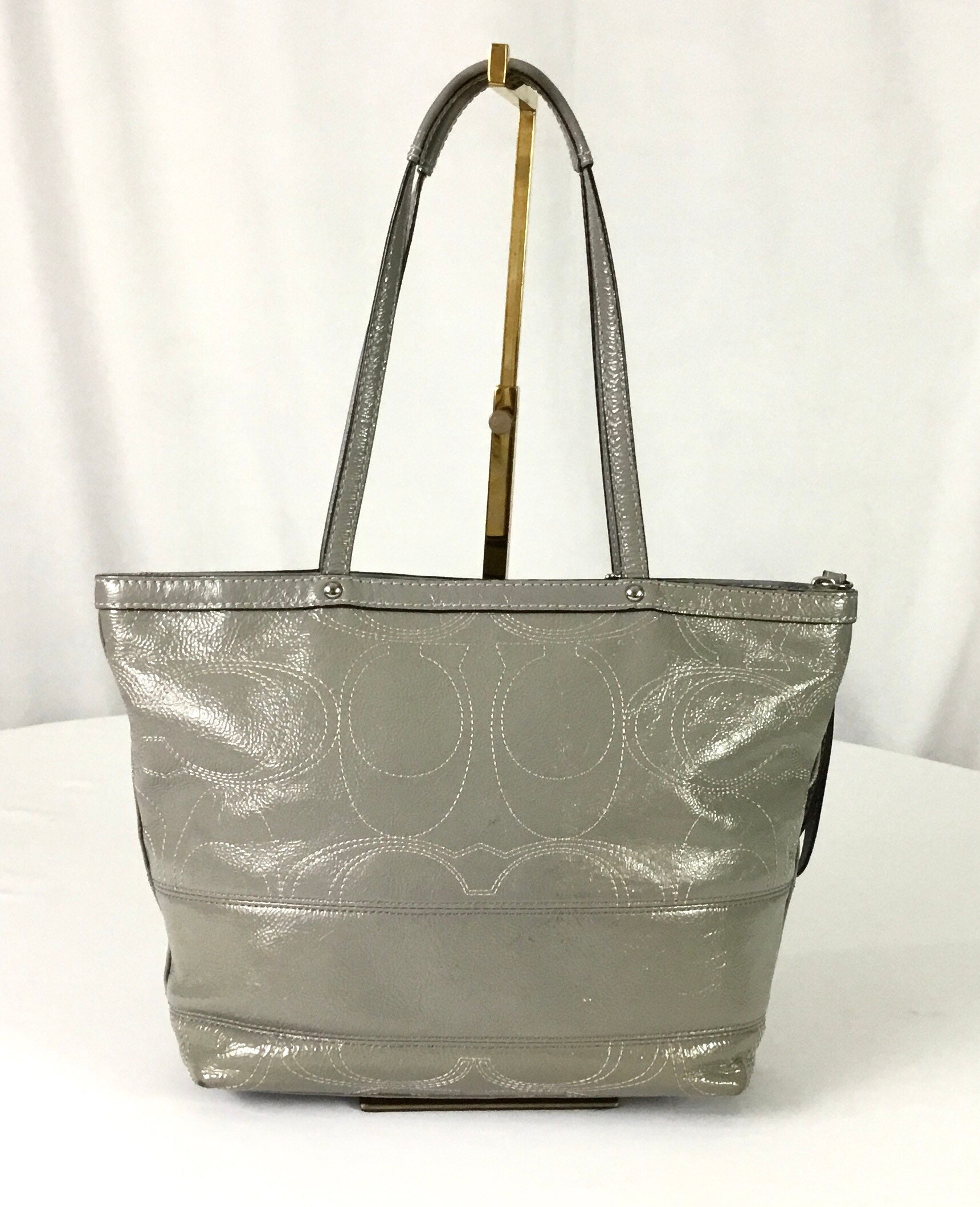 Coach F15142 Grey Patent Leather Shoulder Bag Etsy