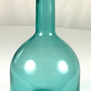 hand  blown ,teal ,decanter vase