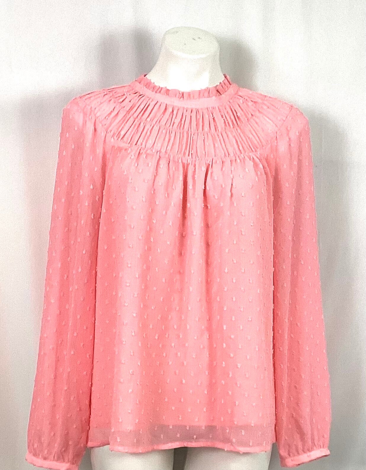 j Crew- lovely pink dotted Swiss blouse-size XL