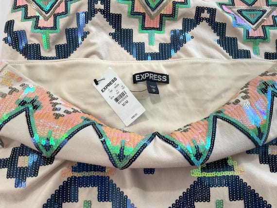 NWT-Express-knee length Aztec pattern, sequin,lin… - image 3