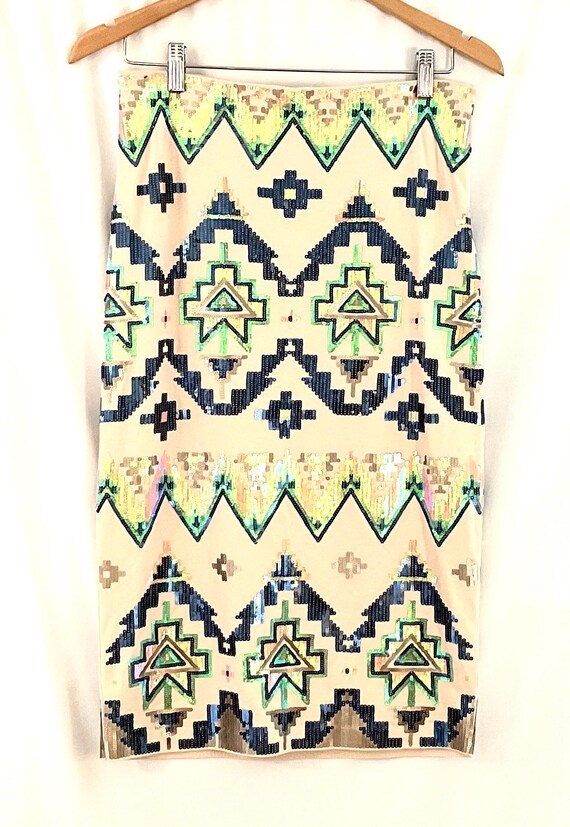 NWT-Express-knee length Aztec pattern, sequin,lin… - image 1
