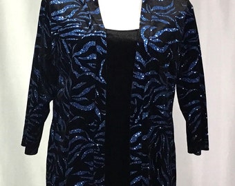 Elementz -Size-PL-glitter velvet jacket and faux tank top