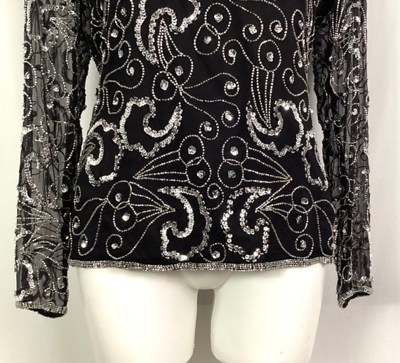 Papell boutique, Evening- sequin, bugle bead top-… - image 4