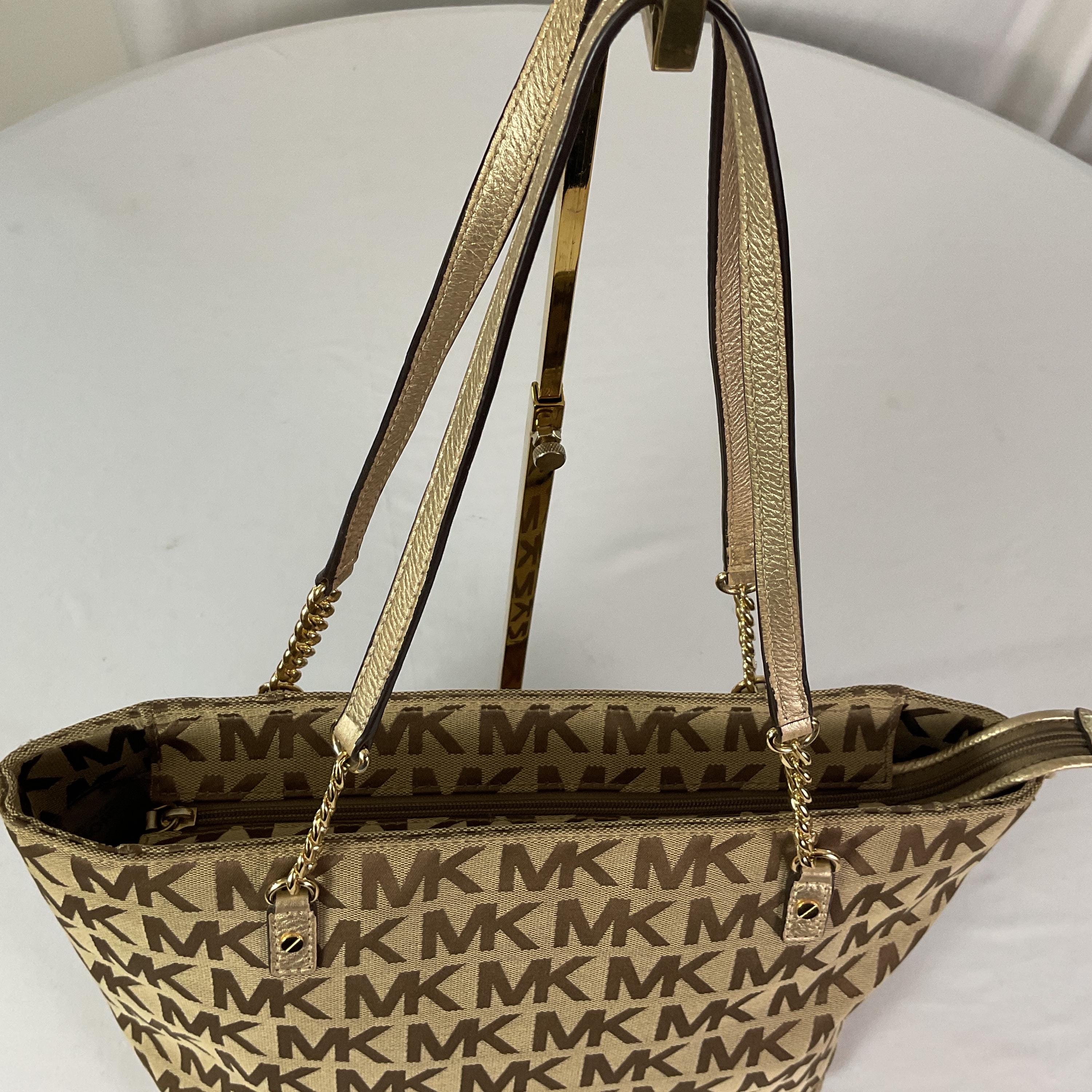 Michael Kors -signature Bag With Gold Patent Leather Trim-like New