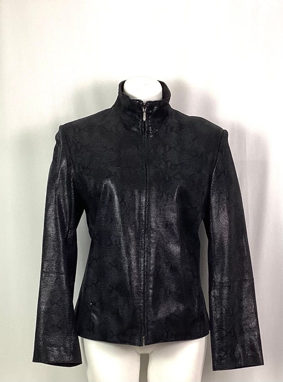 Bernardo-black snake, skin, leather jacket, size-M