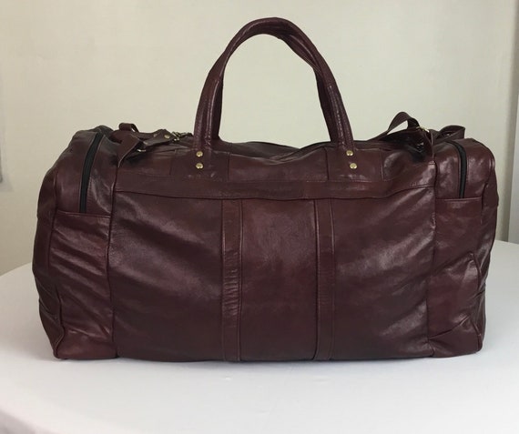 Leather duffel bag