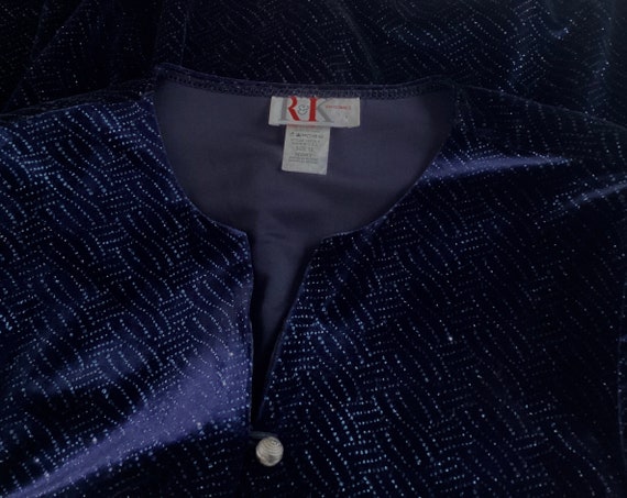 Vintage -R and K originals -navy glitter jacket-s… - image 7