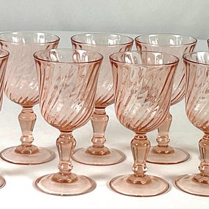 ARCOROC LUMINARC-rosaline, pink swirl – water/wine goblets – set of eight
