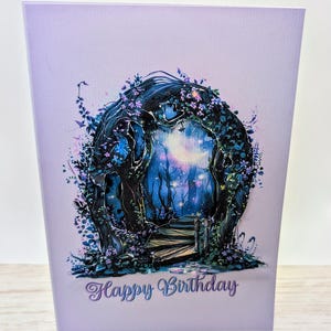 Handmade Fairy Forest Birthday Card: Layered Fantasy Art