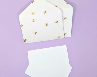 Enveloppes et cartes de correspondance artisanales sur le thème des abeilles, ensemble de papeterie imprimée de haute qualité, jolies cartes de remerciement pour baby shower, porte-cartes cadeaux