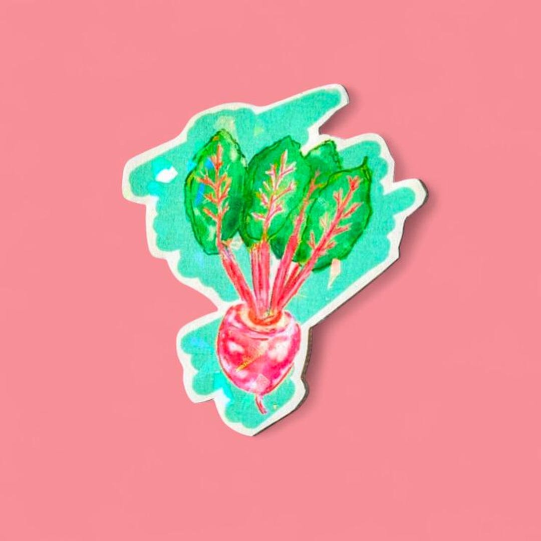 Holographic Beetroot Sticker – Hand Drawn & Hand Cut Vinyl Veggie Art ...