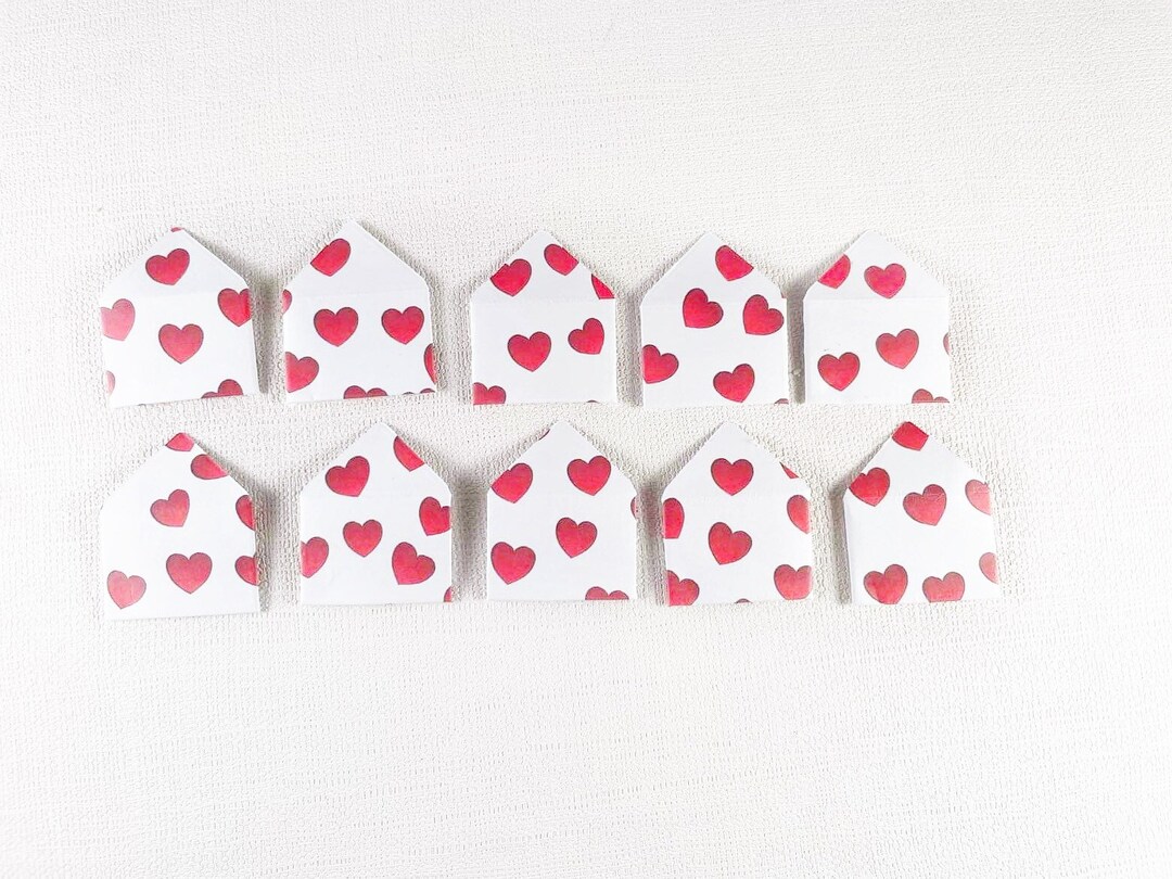 Mini Envelopes With Red Hearts, Tiny Cards, Set of 10 - Etsy