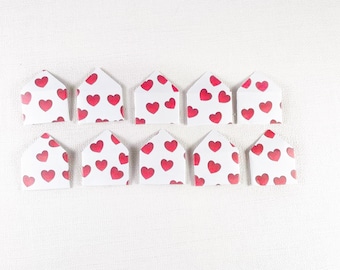 Mini enveloppes avec coeurs rouges, petites cartes, lot de 10
