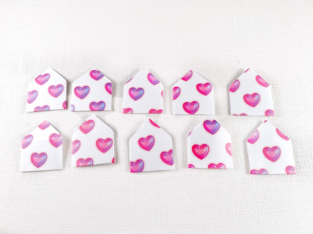 Set of 10 Mini Heart Envelopes, Handmade Love Notes - Etsy UK