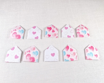 Mini enveloppes coeurs avec cartes, lot de 10