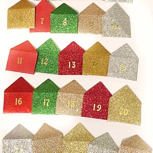 Calendrier de l'Avent de Noël, coffret compte à rebours festif, 25 mini-enveloppes et cartes