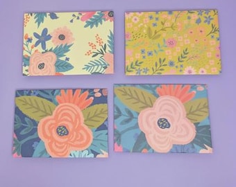 Ensemble d'enveloppes florales faites main avec des cartes vierges | Jeu de 6 cartes pour notes | Papeterie Cottagecore
